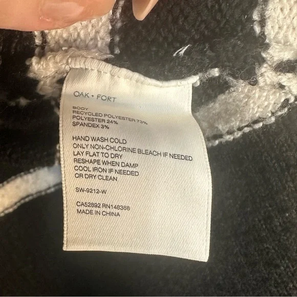 OAK + FORT Black and White Striped Turtleneck Sweater Size L - Picture 4 of 5